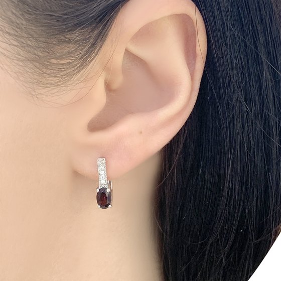 Серебряные серьги с гранатом 1.163ct