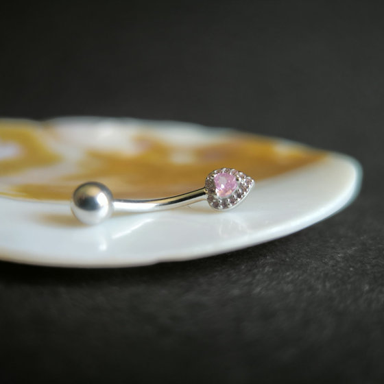 Silver piercing with cubic zirconia