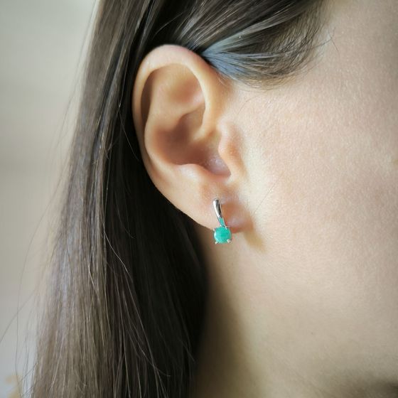 Серебряные серьги с изумрудом 0.8ct