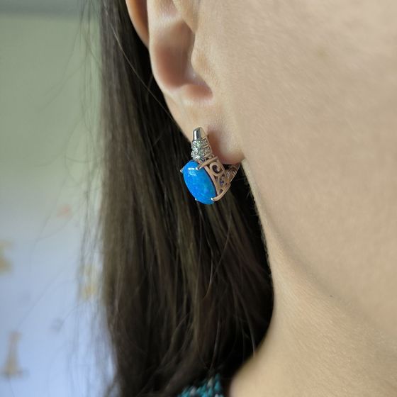 Серебряные серьги с опалом 4.012ct