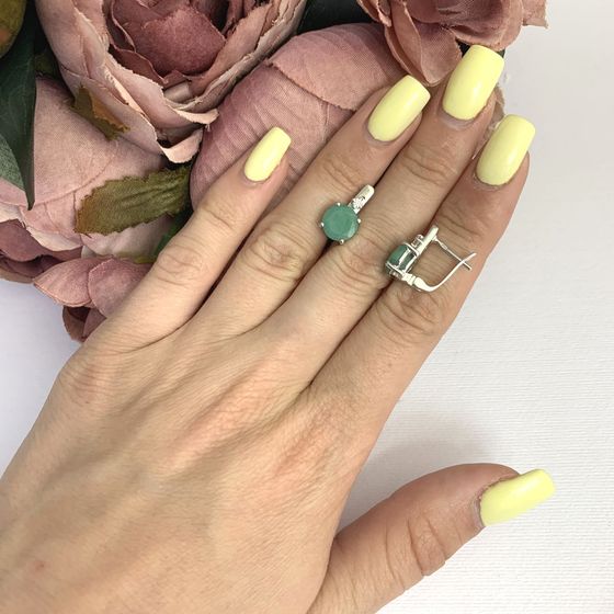 Серебряные серьги с изумрудом 3.615ct