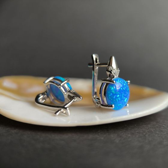 Срібні сережки з опалом 3.252ct