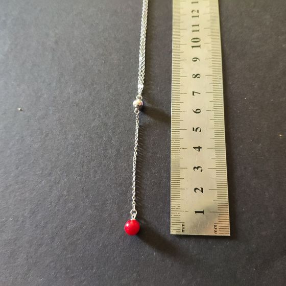 Silver necklace with coral