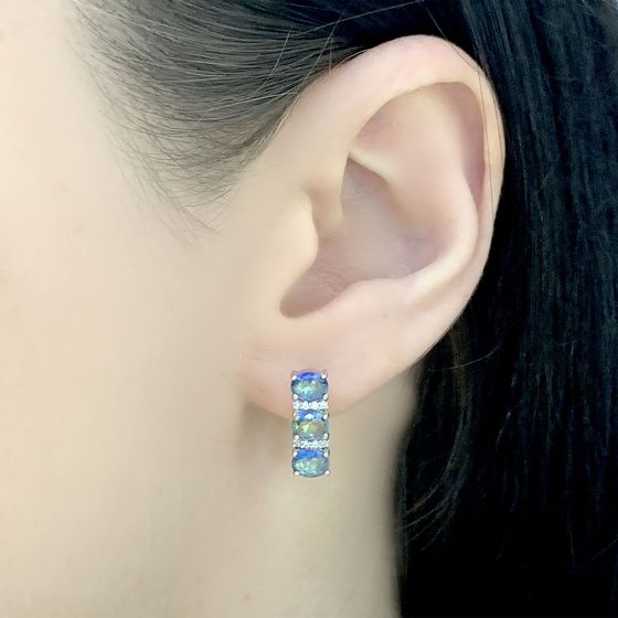 Серебряные серьги с мистик топазом 1.694ct