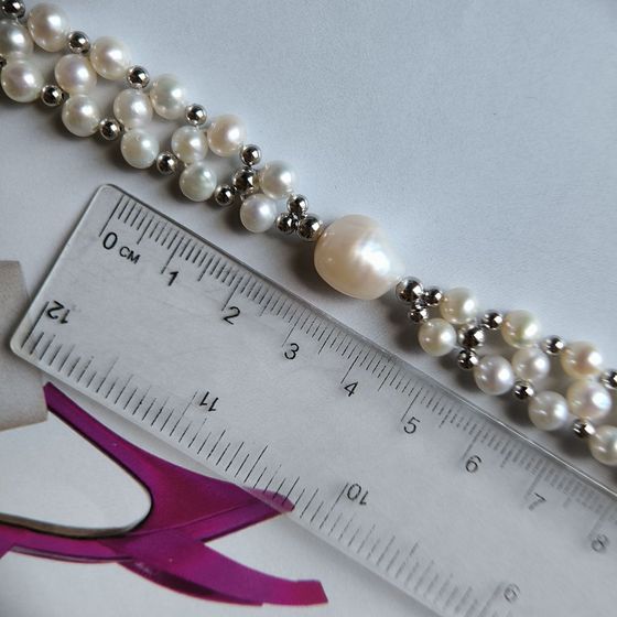 Silver bracelet with baroque pearls