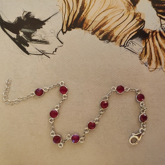 Серебряный браслет с рубином 7.116ct