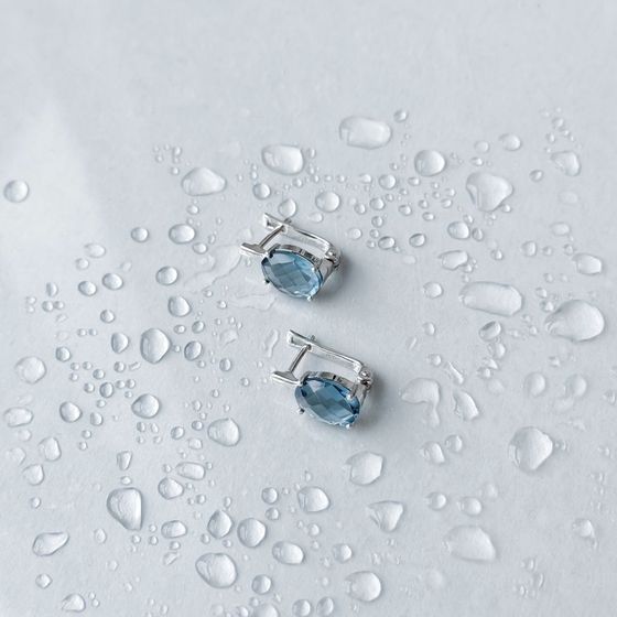 Серебряные серьги с топазом Лондон Блю 4.28ct
