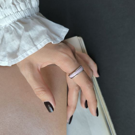 Silver ring with ceramics
