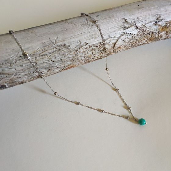 Silver necklace with turquoise