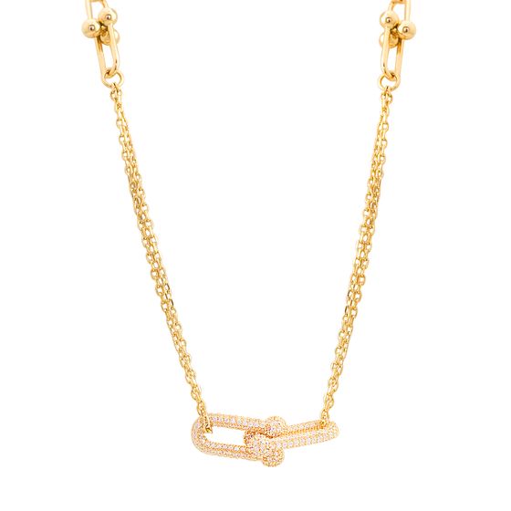 Gold necklace with cubic zirconia