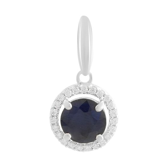 Sterling silver pendant with 2.995ct sapphire, fianites