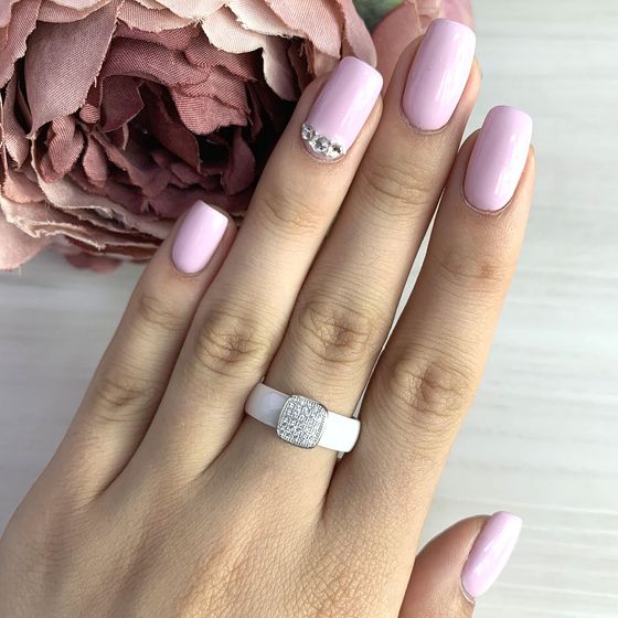Silver ring with ceramics