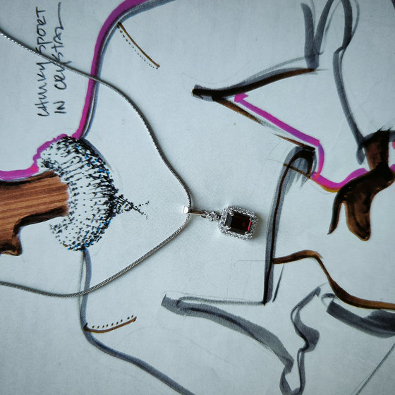 Серебряная подвеска с гранатом 1.631ct