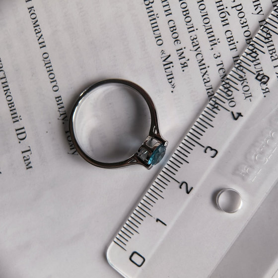 Серебряное кольцо с топазом Лондон Блю 0.832ct