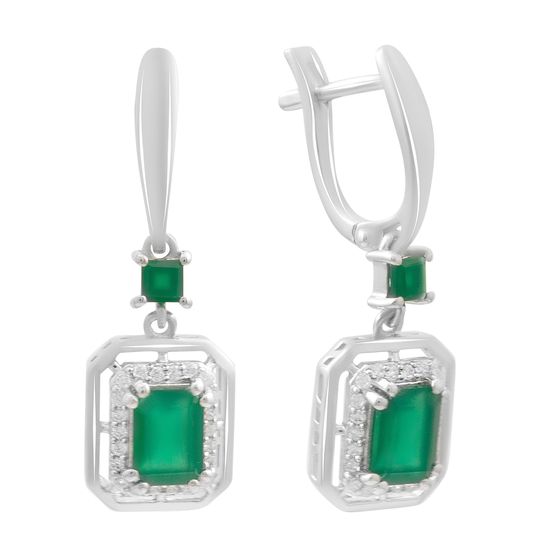 Sterling silver earrings with agate 2.617ct, phianites