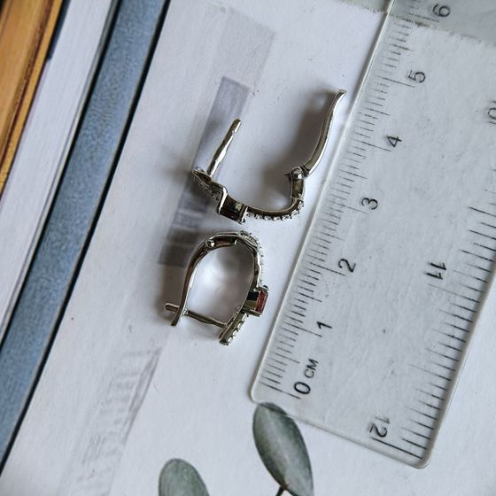 Silver Earrings with 0.913ct Garnet, Fianites