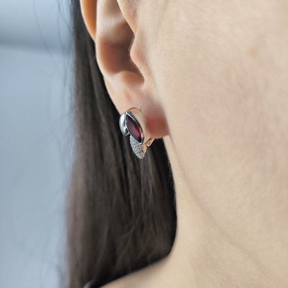 Серебряные серьги с гранатом nano 2.434ct