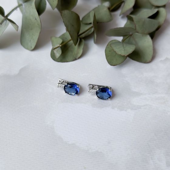 Серебряные серьги с танзанитом nano