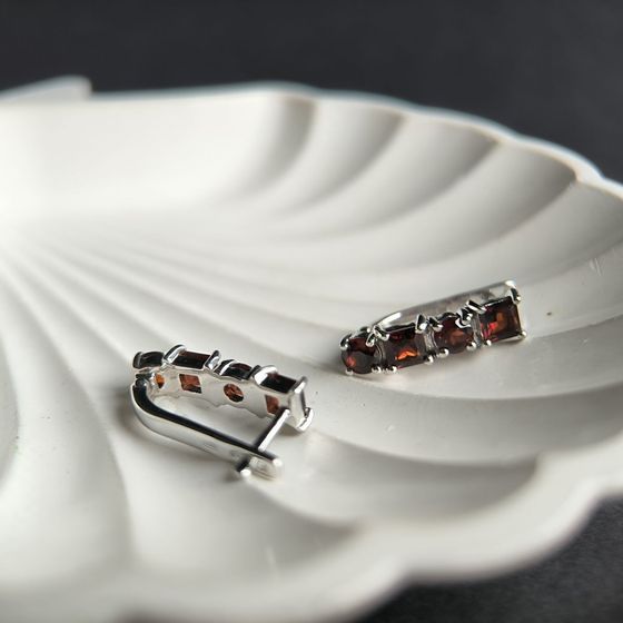 Серебряные серьги с гранатом 2.863ct