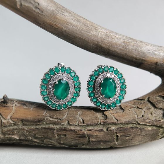 Серебряные серьги с агатом 4.43ct