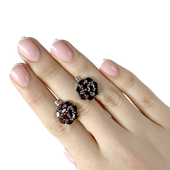 Серебряные серьги с гранатом 6.025ct