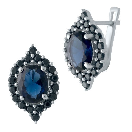 Серебряные серьги с сапфиром