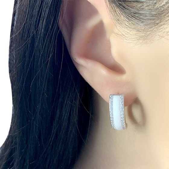 Silver earrings with ceramics