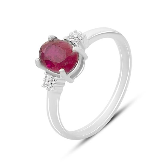 Срібна каблучка з рубіном 1.92ct, фіанітами