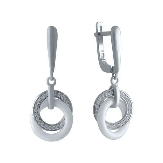 Silver earrings with ceramics