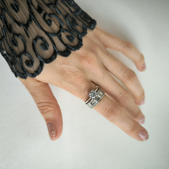 Silver ring with cubic zirconia