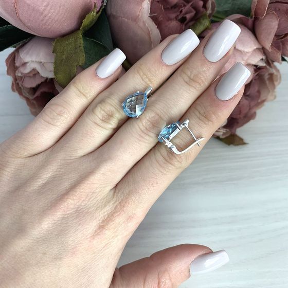 Серебряные серьги с топазом 8.094ct