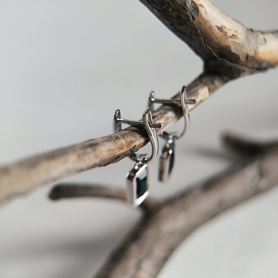 Серебряные серьги с топазом Лондон Блю 3.542ct