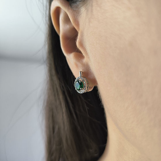 Серебряные серьги с изумрудом nano 1.722ct