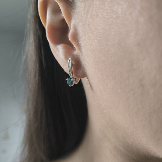 Серебряные серьги с топазом Лондон Блю 1.025ct