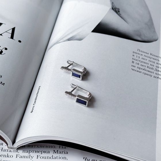 Серебряные серьги с сапфиром 1.075ct