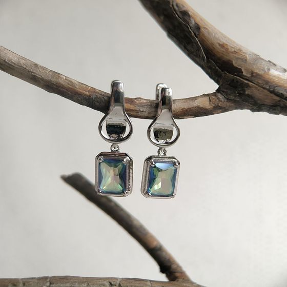 Silver earrings with mystic topaz 3.175ct
