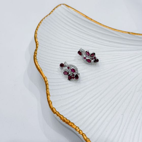 Срібні сережки з рубіном 4.384ct
