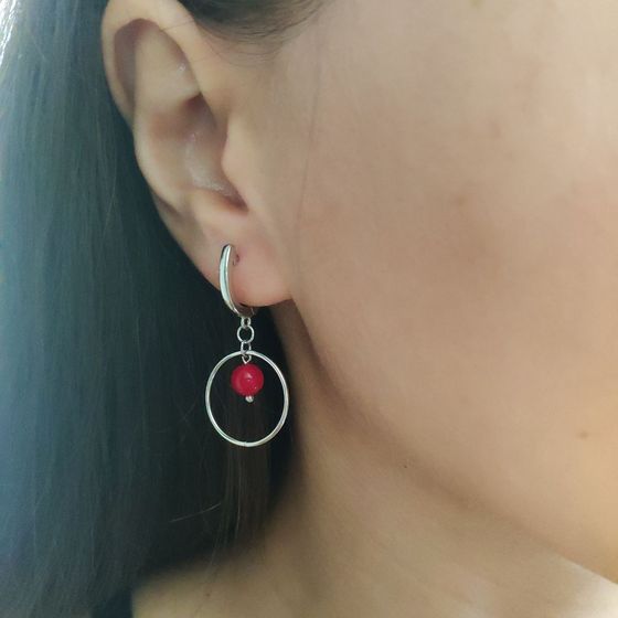 Silver earrings with coral