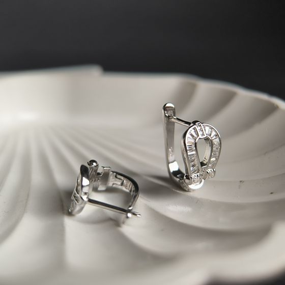 Silver Earrings with Fianites