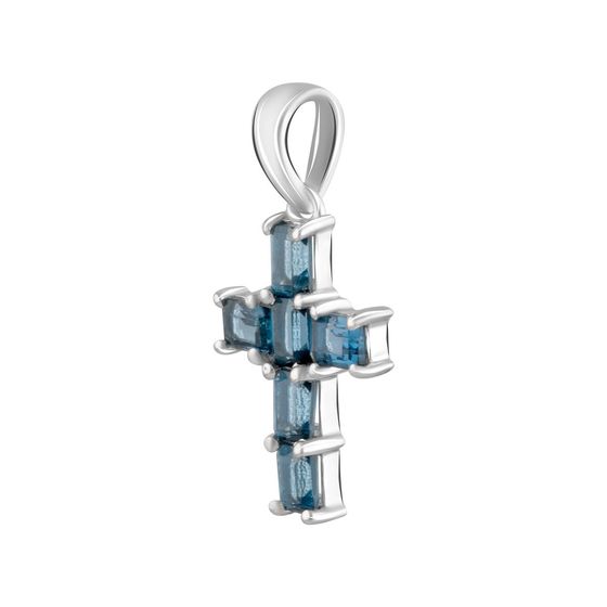 Серебряный крестик с топазом Лондон Блю 1.2ct