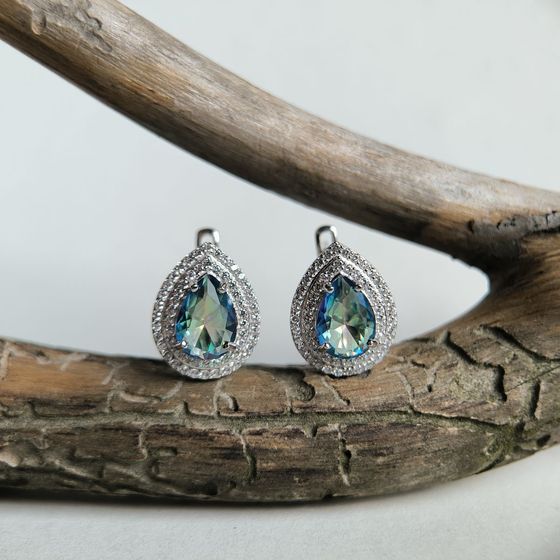 Silver earrings with mystic topaz, 3.726 ct