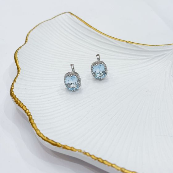 Silver earrings with a 12.432-carat topaz and cubic zirconia