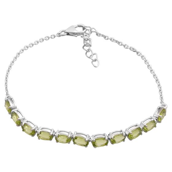Silver bracelet with chrysolite