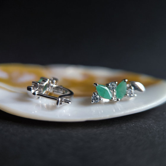 Серебряные серьги с изумрудом 1.642ct