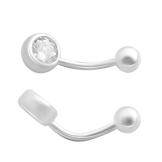Silver piercing with cubic zirconia