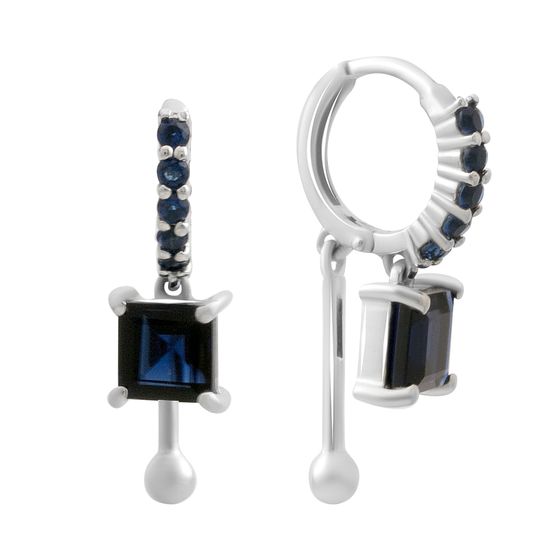 Silver earrings with sapphire nano 2.35ct