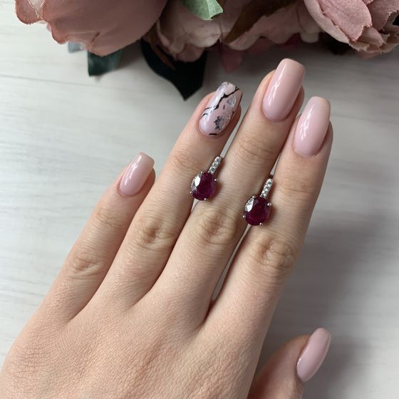 Серебряные серьги с рубином 5.413ct