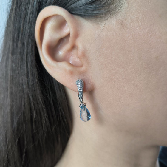 Silver earrings with a 9.483 ct topaz and cubic zirconia