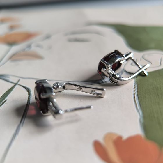 Серебряные серьги с гранатом nano 4.52ct, фианитами