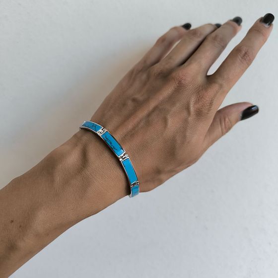 Серебряный браслет с бирюзой